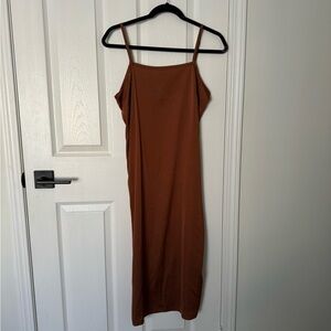 Amazon Essentials Silk Dress in Brown Size S
